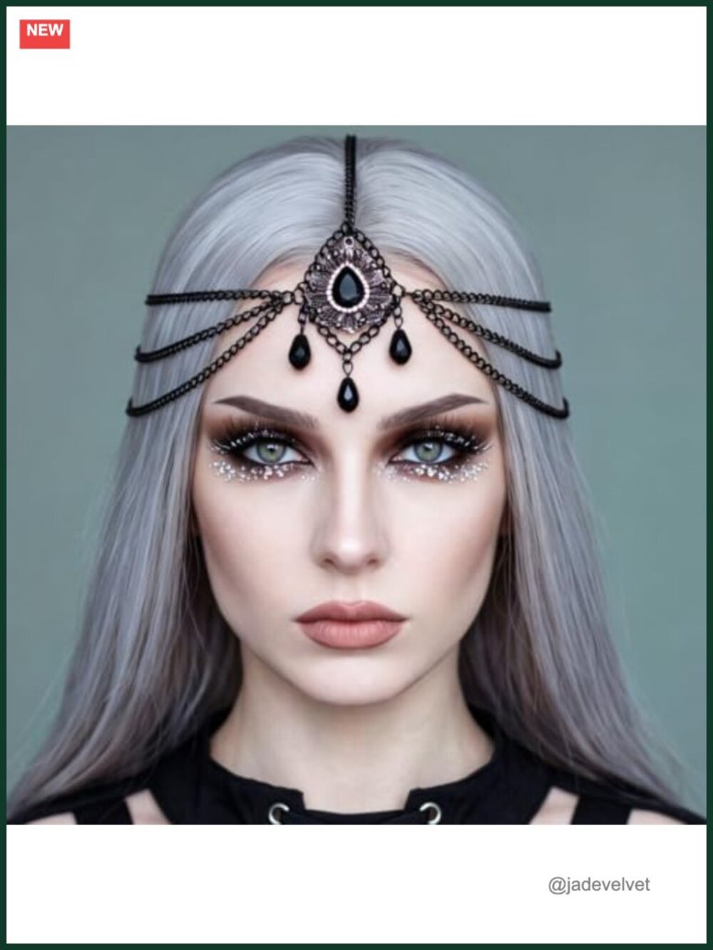 Gothic Rhinestone Head Chain Headband Adjustable Costume Hair Accessory